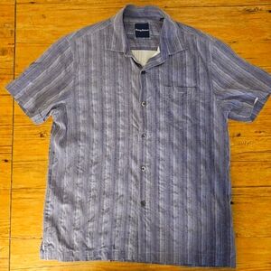 Tommy Bahama Purple Textured Striped Diamond Silk Short Sleeve Shirt Large